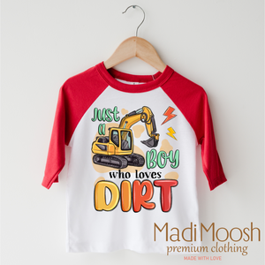 Just A Boy Who Loves Dirt Shirt - Excavator Tee