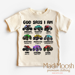 God Says I Am Bible Verses Monster Truck Shirt - Christian Tee