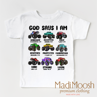 God Says I Am Bible Verses Monster Truck Shirt - Christian Tee - Madi Moosh Boutique