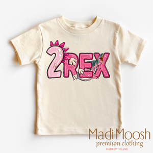 Two Rex Birthday Shirt - Girls Dinosaur Birthday