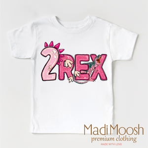 Two Rex Birthday Shirt - Girls Dinosaur Birthday