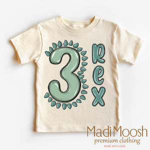 Three Rex Birthday Shirt - Boys Dinosaur Birthday