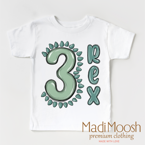 Three Rex Birthday Shirt - Boys Dinosaur Birthday