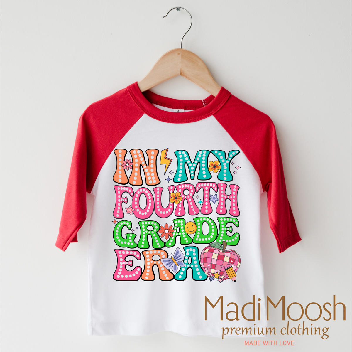In My 4th Grade Era Back To School design on a red-accented shirt.