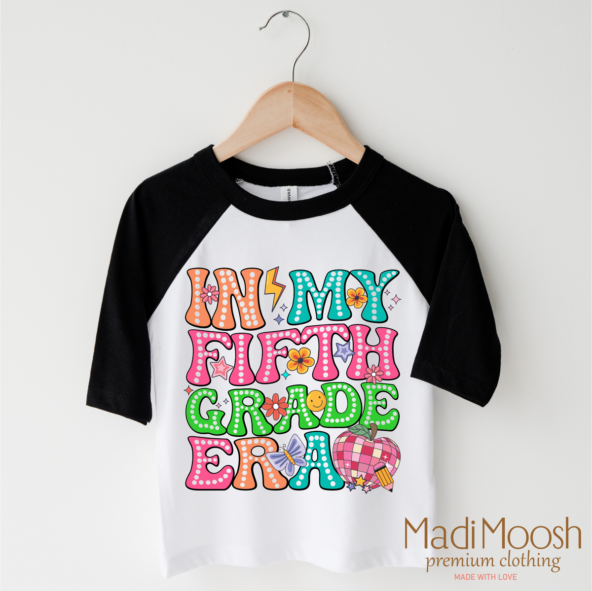 In My 5th Grade Era Back To School design on a black-accented shirt.