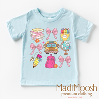 Cute Girls School design on a blue garment.