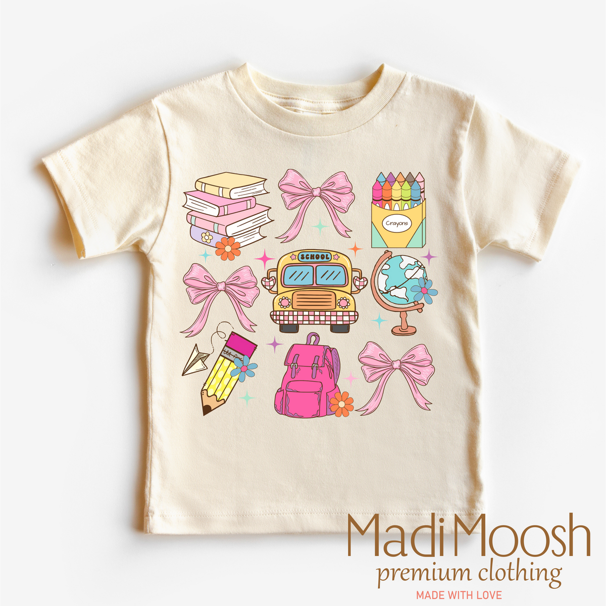 Cute Girls School, Back To School graphic T-shirt by Madi Moosh