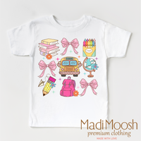 Cute Girls School design on a white garment.