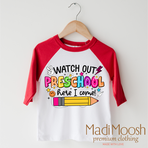 Watch Out Preschool Here I Come Shirt - Back To School Shirt