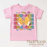 Cute Second Grade School design on a pink garment.