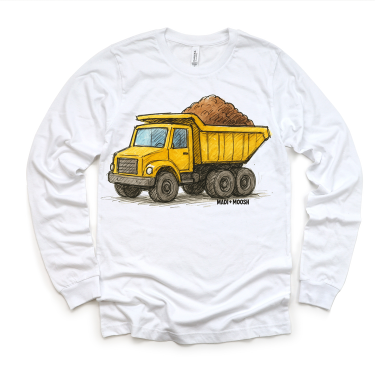 Dump Truck Construction T-Shirt - Sketch Art Tee