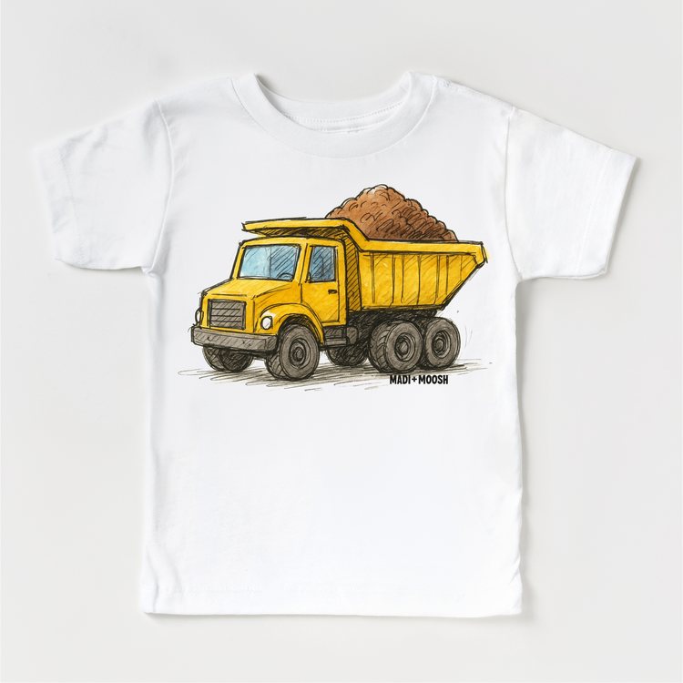 Dump Truck Construction T-Shirt - Sketch Art Tee