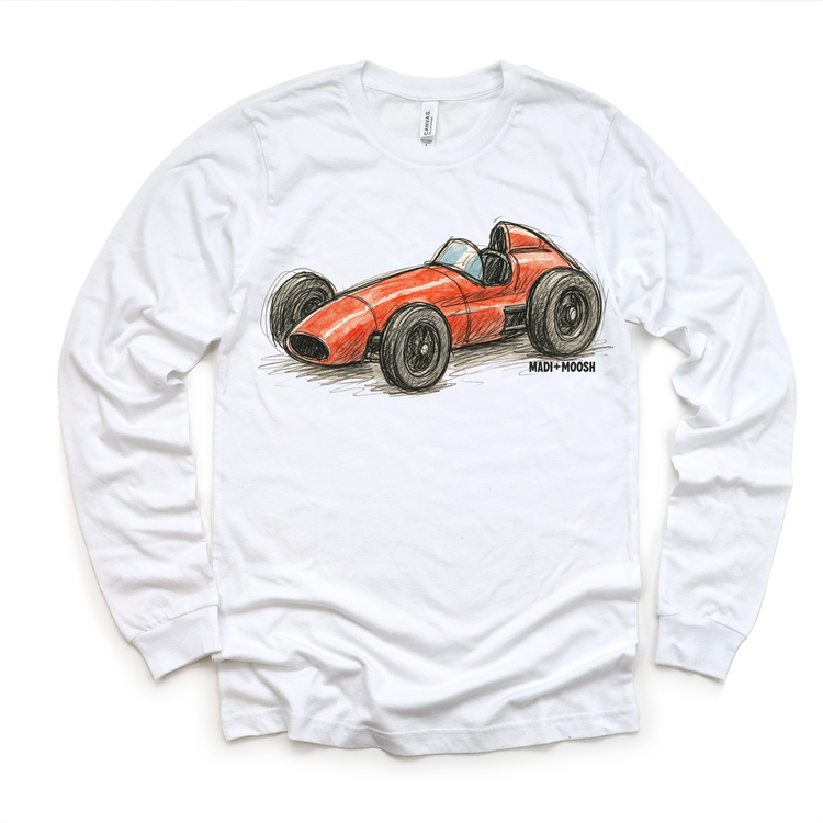 Vintage Racecar T-Shirt - Sketch Art Tee