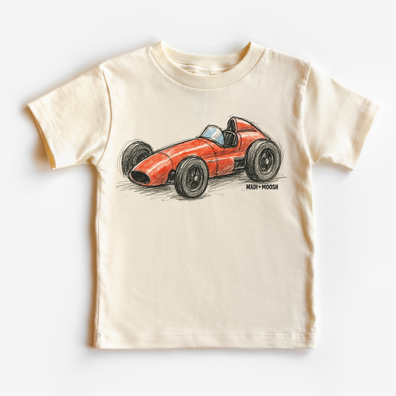 Vintage Racecar T-Shirt - Sketch Art Tee