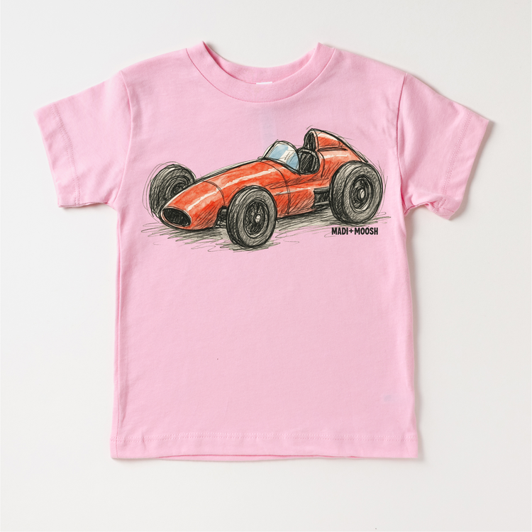 Vintage Racecar T-Shirt - Sketch Art Tee