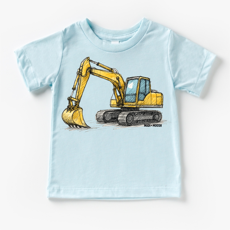 Excavator Construction T-Shirt - Sketch Art Tee