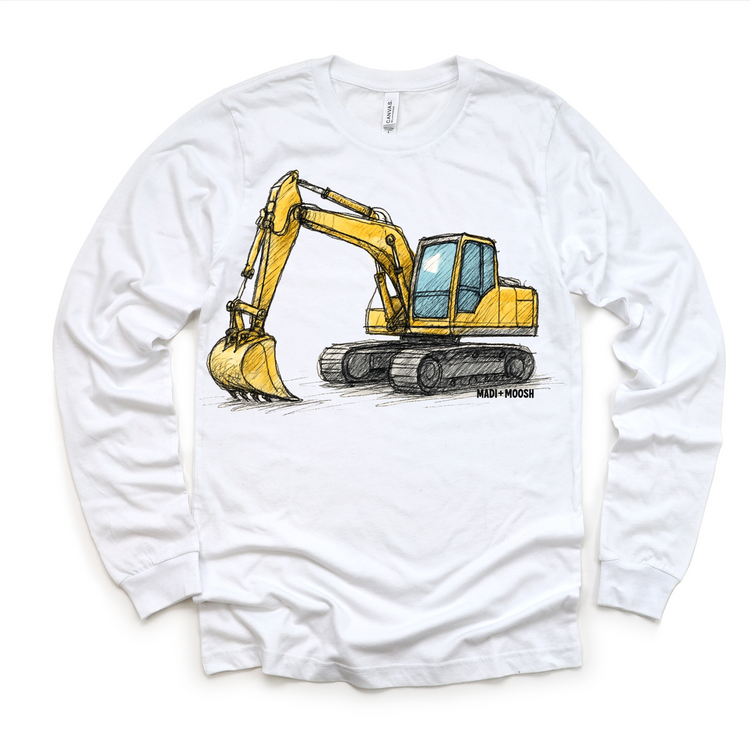 Excavator Construction T-Shirt - Sketch Art Tee