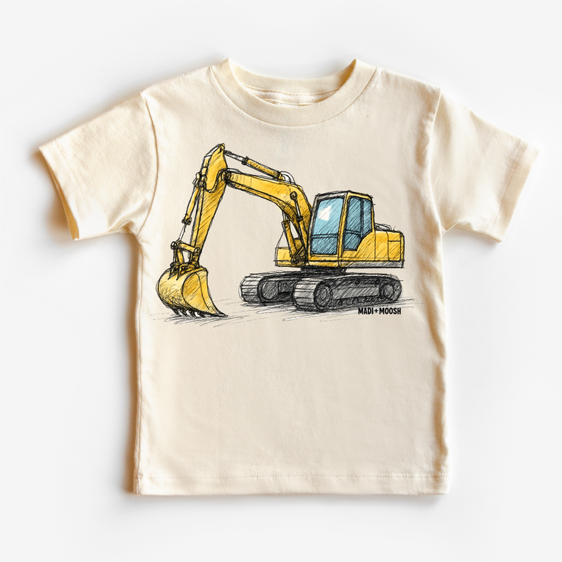 Excavator Construction T-Shirt - Sketch Art Tee