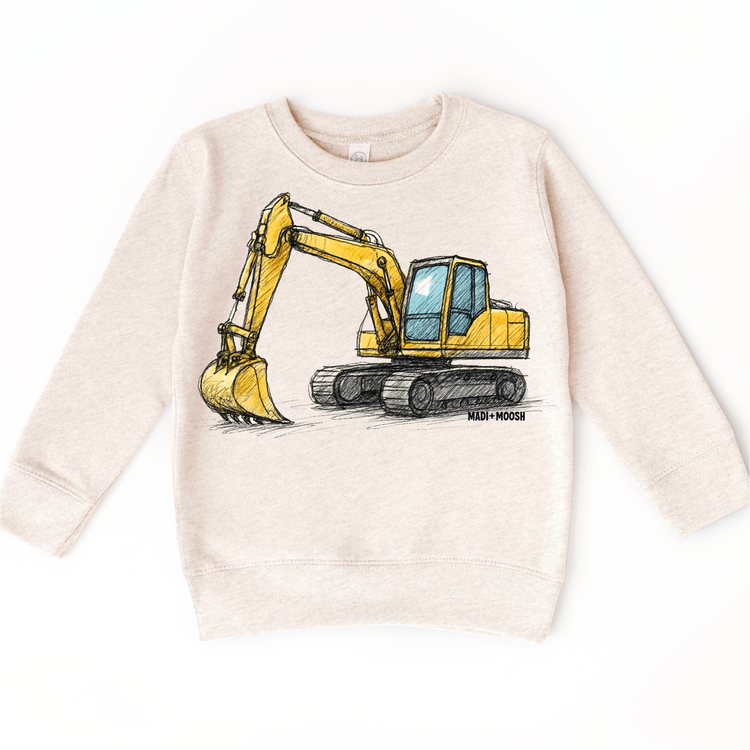 Excavator Construction T-Shirt - Sketch Art Tee