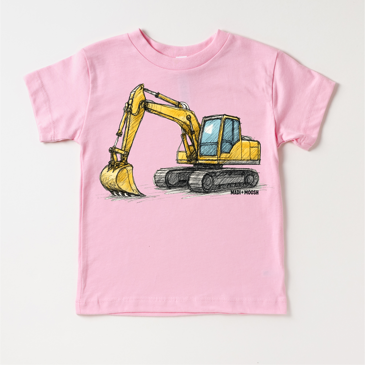Excavator Construction T-Shirt - Sketch Art Tee