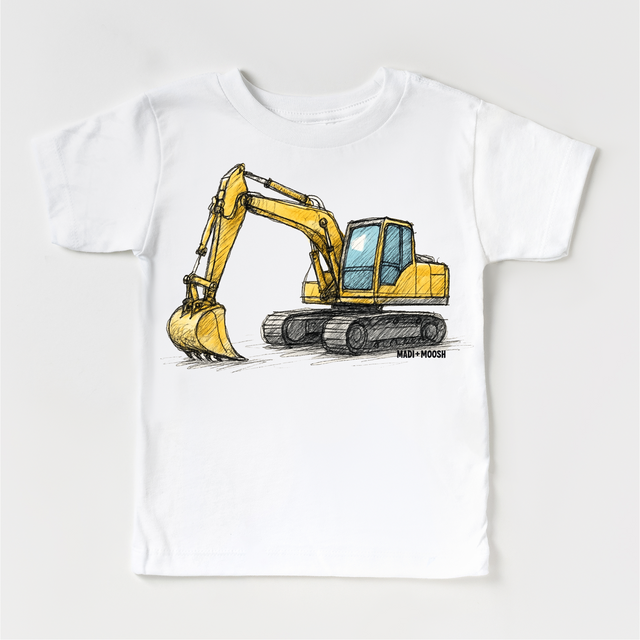 Excavator Construction T-Shirt - Sketch Art Tee
