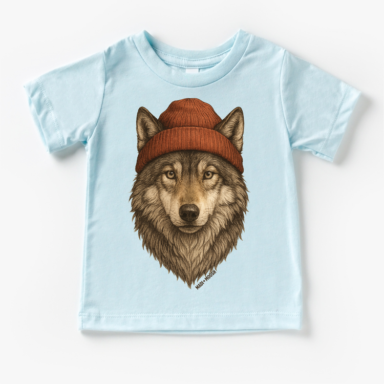 Wolf With Beanie Shirt - Grey Wolf Sweatshirt