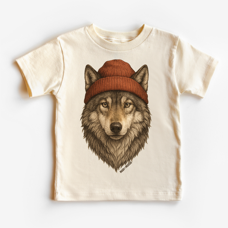 Wolf With Beanie Shirt - Grey Wolf Sweatshirt