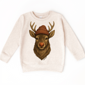 Rudolph Wearing A Beanie Christmas on natural kids sweatshirt