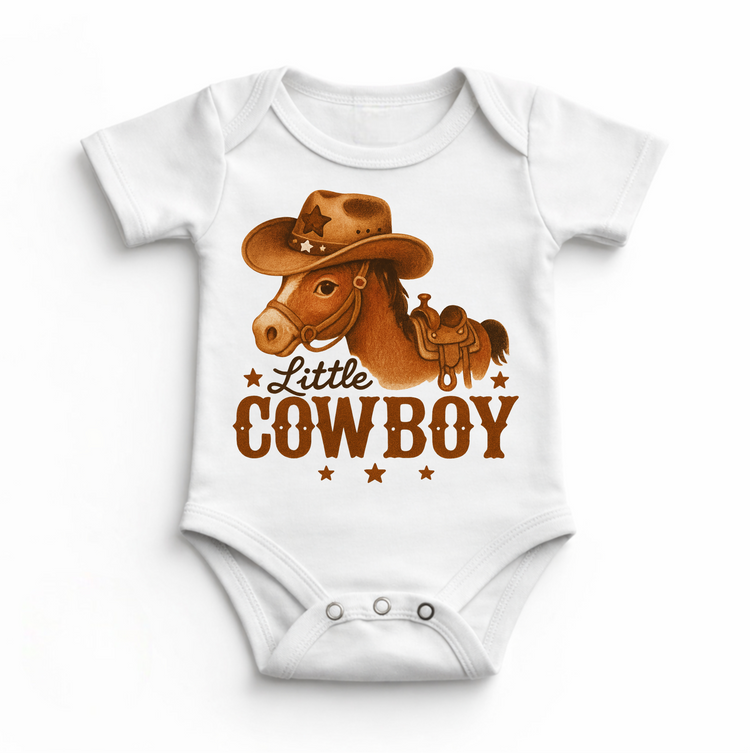 Little Cowboy Western Baby Bodysuit - Rodeo Horse Bodysuit