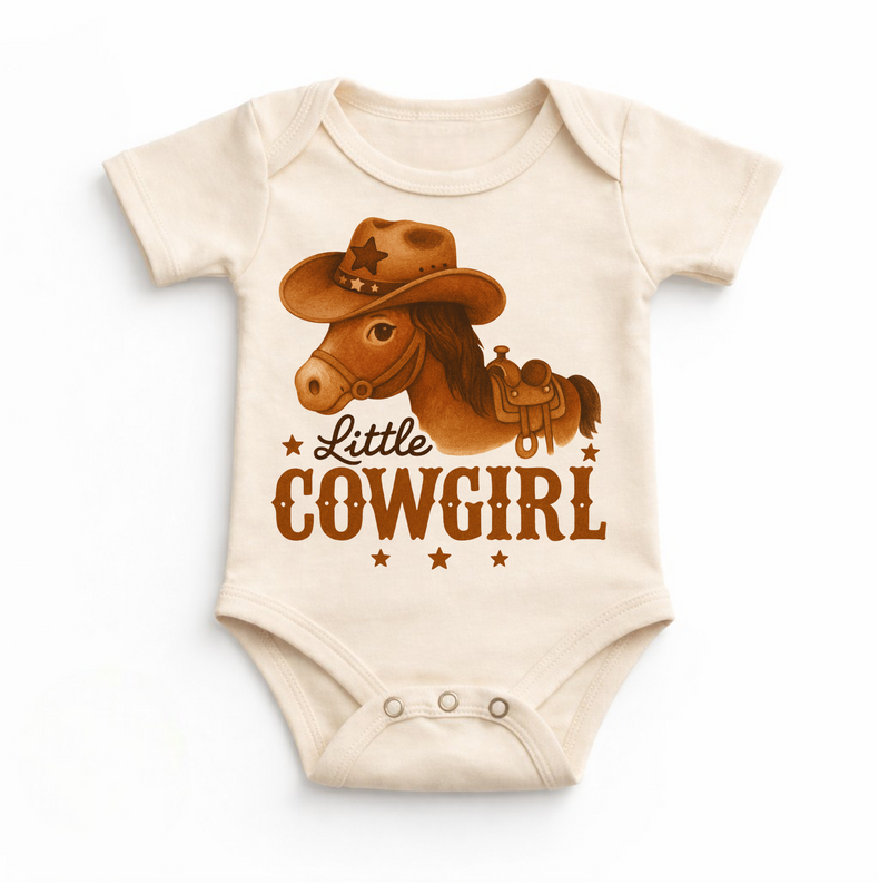 Little Cowgirl Western Baby Bodysuit - Rodeo Horse Bodysuit