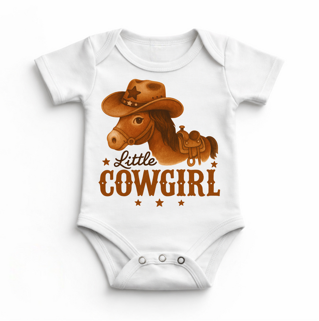 Little Cowgirl Western Baby Bodysuit - Rodeo Horse Bodysuit