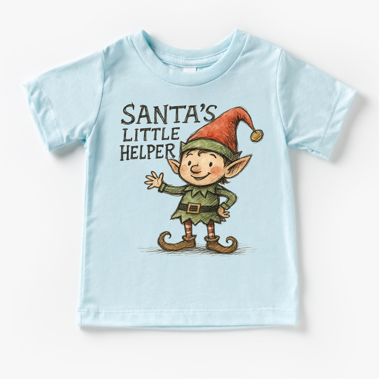 Sant's Little Helper Elf T-Shirt - Kids Christmas Tee