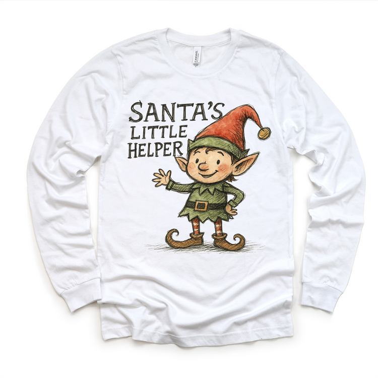 Sant's Little Helper Elf T-Shirt - Kids Christmas Tee
