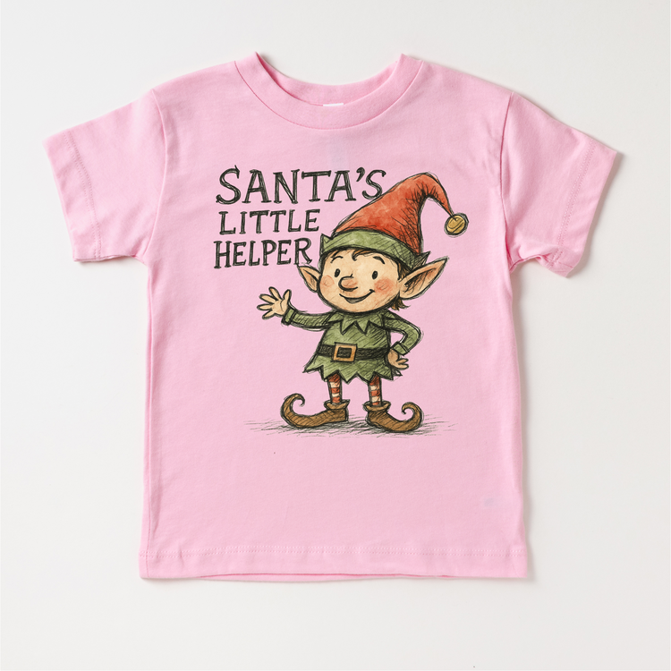 Sant's Little Helper Elf T-Shirt - Kids Christmas Tee