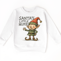 Santa's Little Helper Elf Christmas on white kids sweatshirt
