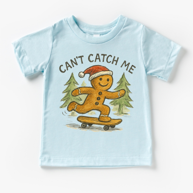 Can't Catch Me Gingerbread Man T-Shirt - Kids Christmas Tee