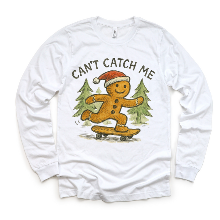 Can't Catch Me Gingerbread Man T-Shirt - Kids Christmas Tee