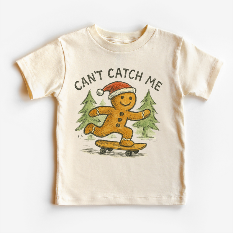 Can't Catch Me Gingerbread Man T-Shirt - Kids Christmas Tee