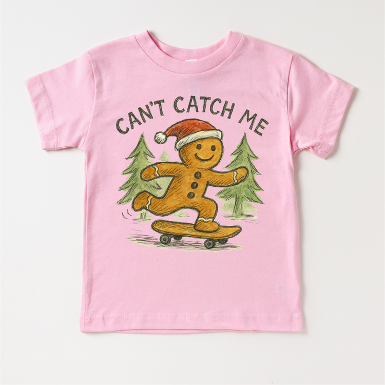 Can't Catch Me Gingerbread Man T-Shirt - Kids Christmas Tee
