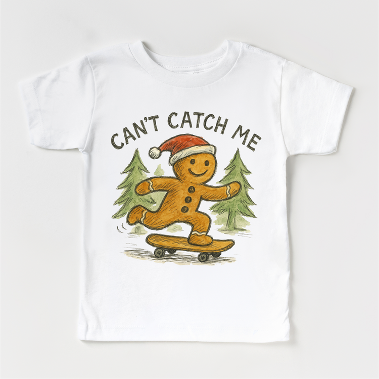 Can't Catch Me Gingerbread Man T-Shirt - Kids Christmas Tee