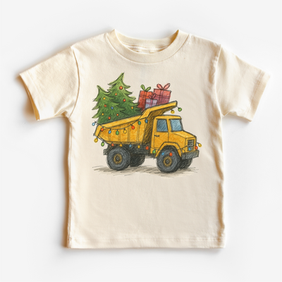Dump Truck Construction Christmas T-Shirt by Madi Moosh