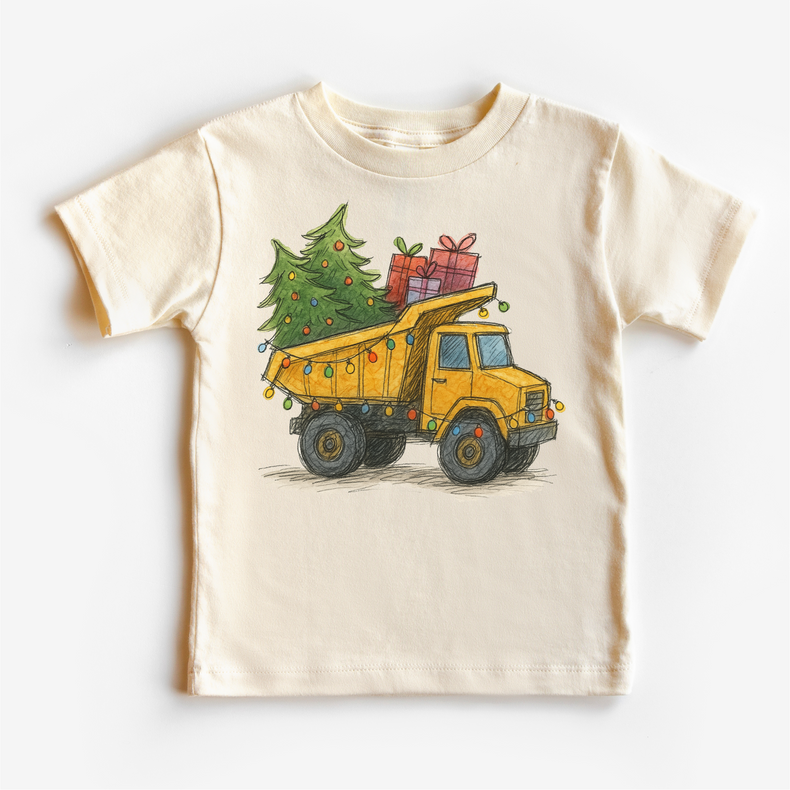 Dump Truck Construction Christmas T-Shirt - Kids Christmas Tee