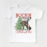 Rockin Around the Christmas Tree Cowboy White kids tee