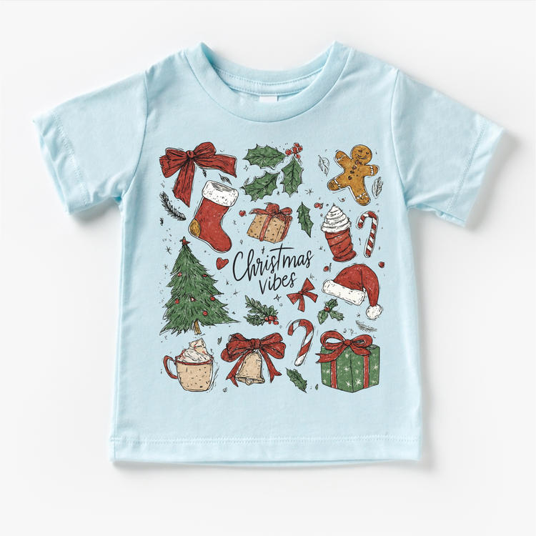 Christmas Vibes Boho T-Shirt - Kids Christmas Tee