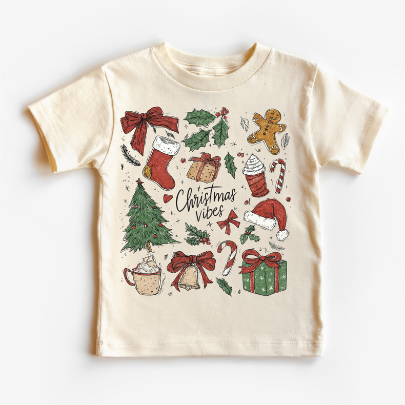 Christmas Vibes Boho T-Shirt - Kids Christmas Tee