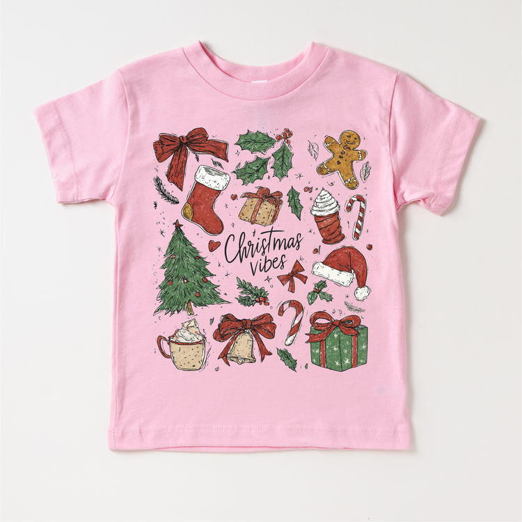 Christmas Vibes Boho T-Shirt - Kids Christmas Tee