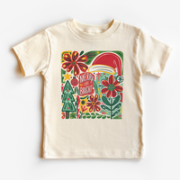 Merry and Bright Christmas Boho Natural kids tee