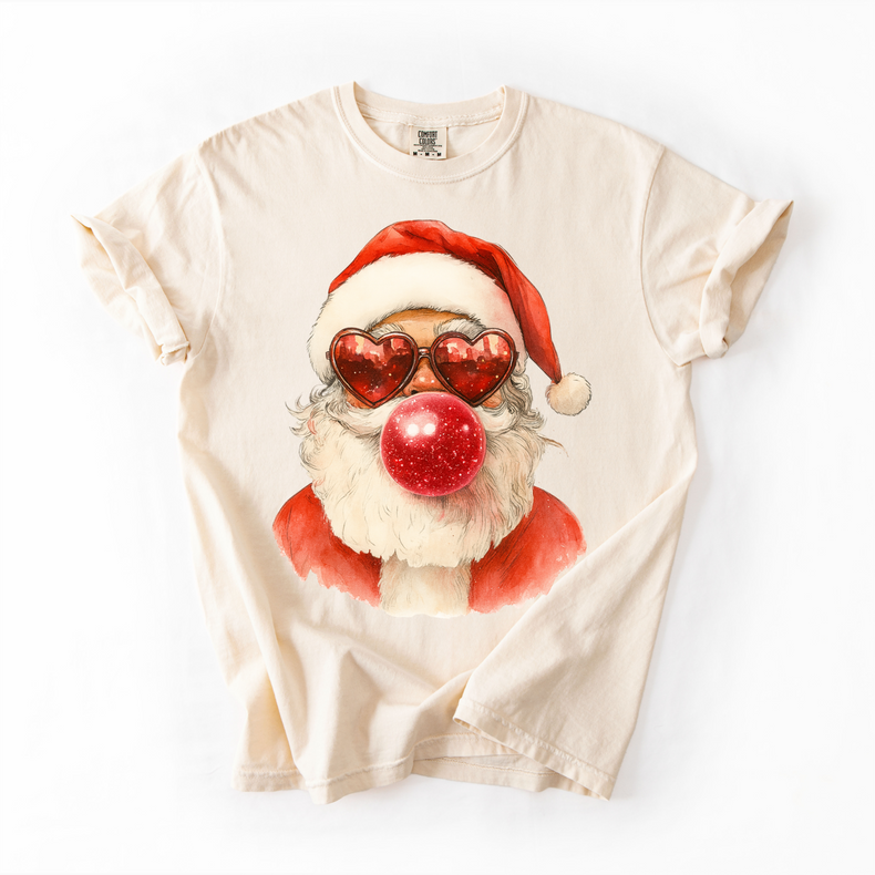 Santa Blowing Bubbles Christmas Unisex T-Shirt - Printed On Comfort Colors