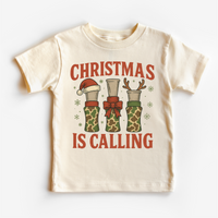 Christmas Is Calling Duck Hunting Natural kids tee
