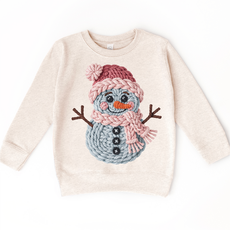 Faux Woven Snowman Christmas T-Shirt - Kids Christmas Tee